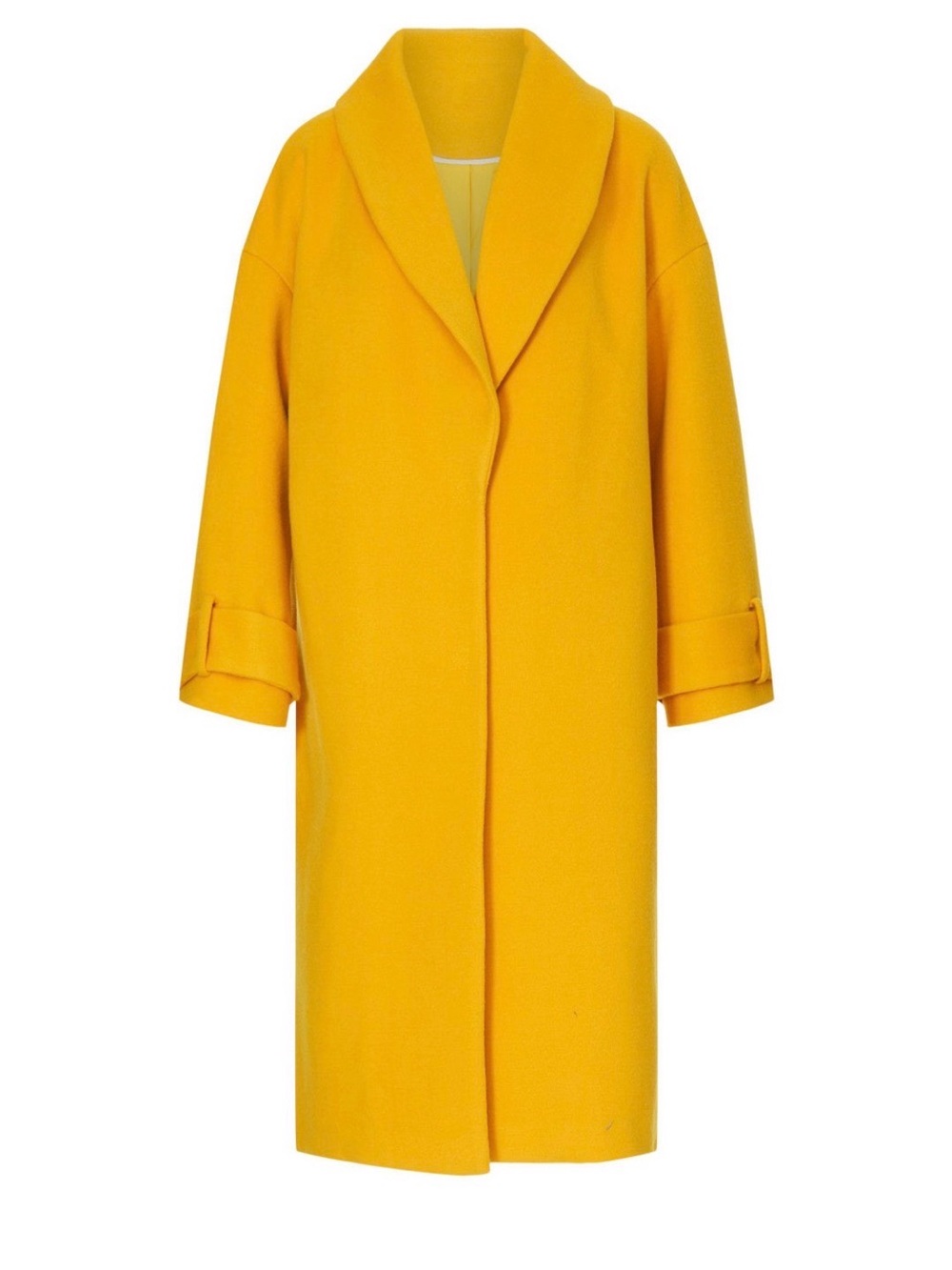 Marina Moscone Collection Marigold Yellow Wool Blend Cocoon Coat Oversized